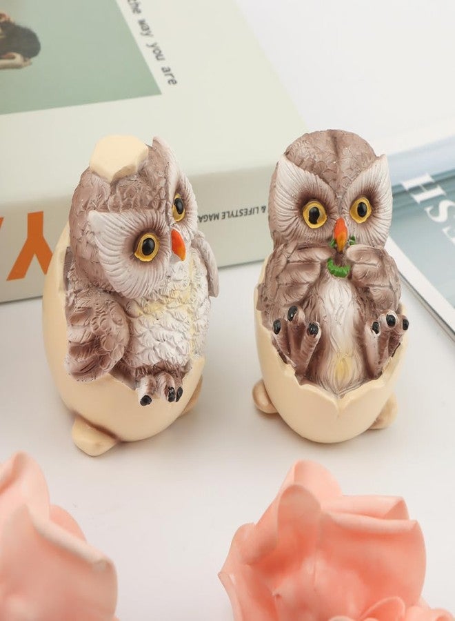 Restynic 2-Piece Resin Owl Figurines - Eggshell Texture, Hand-Painted Detailing, Spruces Up Bookshelves/Desks/Mantels - Warms Home Vibe for Decor Lovers - Image 2